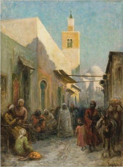 Imre GERGELY (1868-1914) Souk El Medina Huile sur toile, signée en bas à droite....
