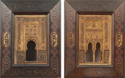 Deux maquettes de façades de l'Alhambra,...