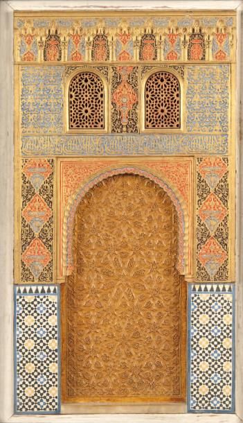 R. Contreras « Puerta en los Alcazares de la Alhambra » Maquette en stuc sculpté,...