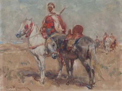 Henri ROUSSEAU (1875-1933) Le cavalier arabe Huile sur panneau, signée en bas à gauche.13,5...