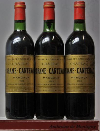 null 3 bouteilles CHÂTEAU BRANE CANTENAC - 2é GCC Margaux 1983 

Etiquettes tachées,...