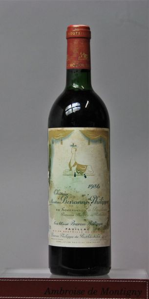 null 1 bouteille CHATEAU MOUTON BARONNE PHILIPPE- 5é GCC Pauillac 1986 

Etiquette...