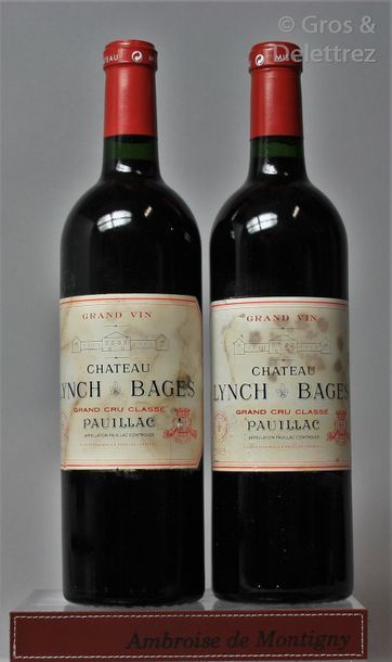 null 2 bouteilles CHÂTEAU LYNCH BAGES - 5é GCC Pauillac 2005 Etiquettes tachées,...