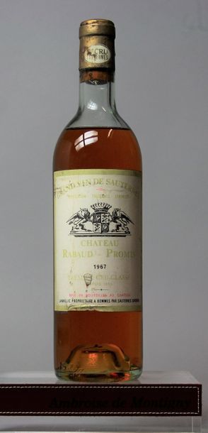 null 1 bouteille CHÂTEAU RABAUD PROMIS - 2é CC Sauternes 1967 

Etiquette griffée,...