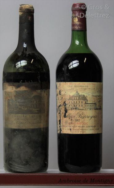 null 2 magnums 1 CHÂTEAU BARREYRES 1982 - Haut Médoc, capsule et étiquette abimées,...