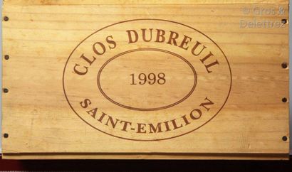 null 6 bouteilles CLOS DUBREUIL - St. Emilion Grand cru 1998 Caisse bois scellée...