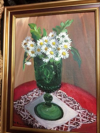 Hélène BESNARD-GIRAUDIAS (1906-2003) 

Le vase japonais fleuri - Vase de marguerites...