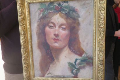 ECOLE FRANCAISE DU XIXème siècle Portrait de Flore 

Huile sur toile. 

Signée en...