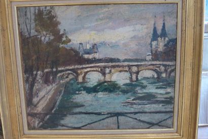 ECOLE FRANCAISE DU XXème siècle Le pont Marie sur la Seine

Huile sur toile.

50...