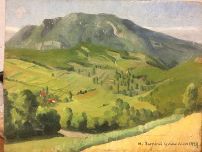 Hélène BESNARD-GIRAUDIAS (1906-2003) La Vienne - Paysage de Savoie - Lac de Guera...