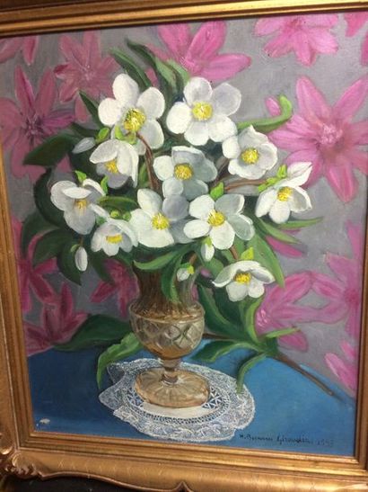 Hélène BESNARD-GIRAUDIAS (1906-2003) Bouquets de fleurs 

lot de trois huiles sur...