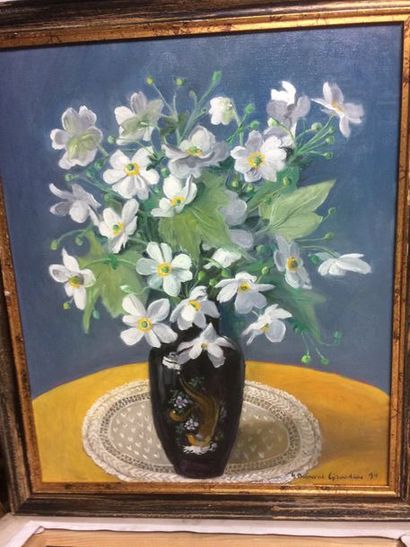 Hélène BESNARD-GIRAUDIAS (1906-2003) Bouquets de fleurs 

lot de trois huiles sur...