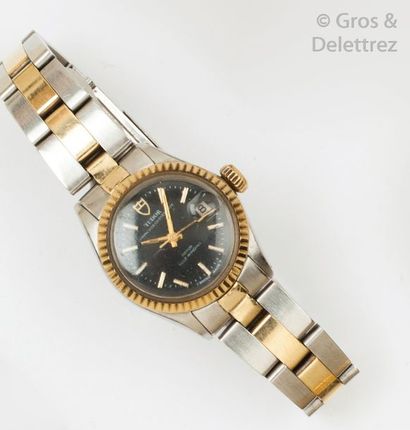 TUDOR « Princess Oysterdate » Bracelet-montre en or et acier, boîtier rond de 25mm,...