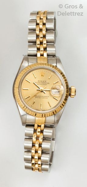 ROLEX « Oyster Date » - ref : 69173 Bracelet-montre de dame en or jaune et acier,...