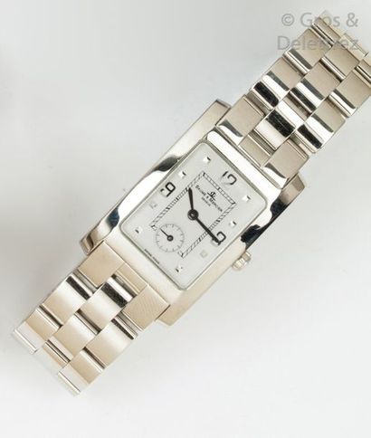 BAUME et MERCIER « Hampton » Bracelet-montre en acier, boîtier rectangulaire, cadran...