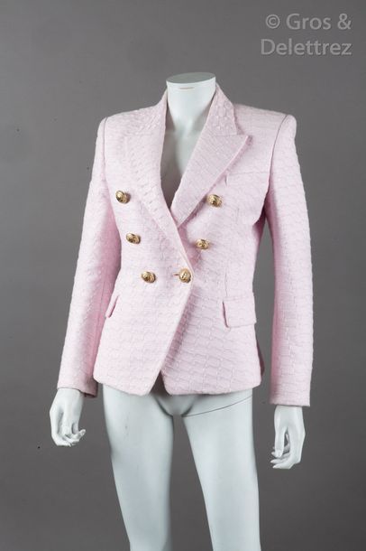 null BALMAIN par Olivier Rousteing

Veste blazer en tweed de coton rose, blanc, col...