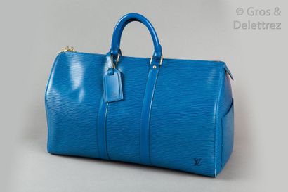 null Louis VUITTON 

Sac « Keepall " 45cm en cuir épi bleu de Tolède, fermeture éclair...