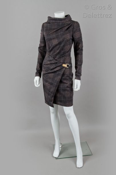 null Salvatore FERRAGAMO

Robe drapée en laine imprimée à motif de carreaux chiné...