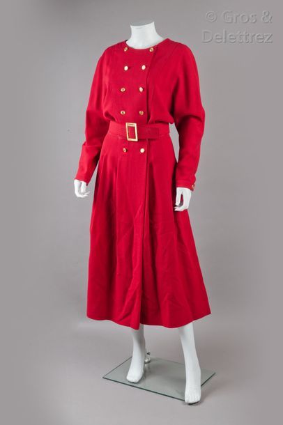 CHANEL Boutique - Collection Automne/Hiver 1986-1987 Robe longue en crêpe de laine...