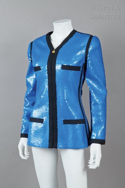 CHANEL Boutique - Collection Printemps/été 1991 Rare veste entièrement pailletée...