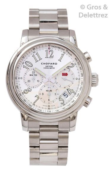 Chopard «?Mille Miglia?» - Bracelet-montre chronographe en acier, cadran gris à trois...