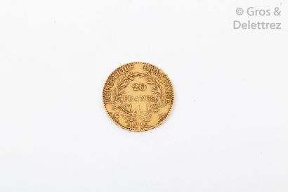 null Pièce de 20 Francs Français en or jaune.