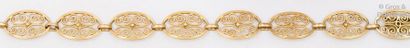 null Bracelet composé de maillons ovales en or jaune filigrané. Longueur?: 18,5cm....
