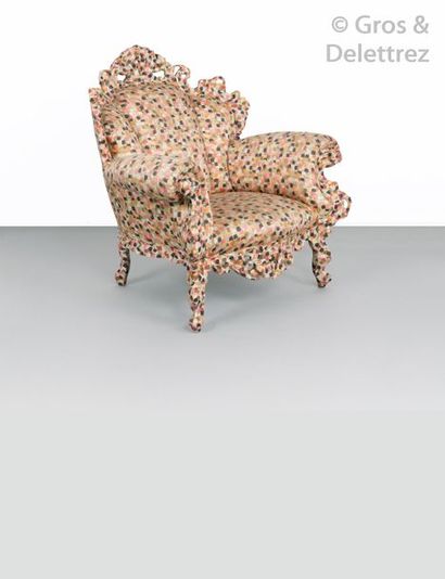 Alessandro MENDINI (né en 1931) Fauteuil modèle «?Proust?» en bois sculpté peint...