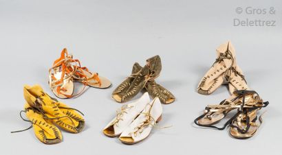 Walter STEIGER, Maud FRIZON Lot composé de six paires de sandales diverses. T.38...