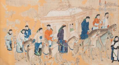 null Chine, fin XIXe - début XXe siècle	

Lot de trois fragments de peinture à l’encre...