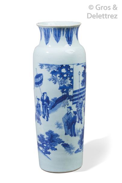 null Chine, période Transition, XVIIe siècle Grand vase cylindrique en porcelaine...