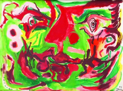 Edouard PIGNON (1905-1993) 
Tête de guerrier vert rouge
Huile sur toile.
Signée et...