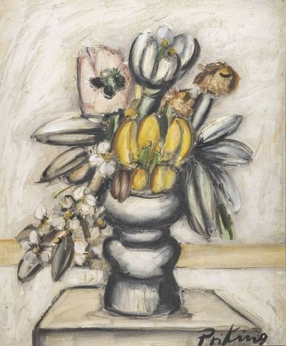 Franz PRIKING (1929-1979) 
Bouquet de tulipes
Huile sur toile.
Signée en bas à droite.
65...
