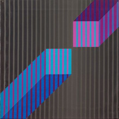 Alberto FABRA (1920-2011) 
Composition cinétique, 1985
Acrylique sur toile monogrammée...