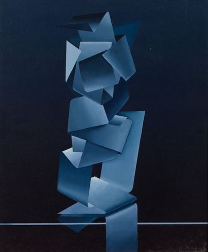 RAYMOND ART (1919-1998) 
Le Solitaire 1987
Acrylique sur toile signée et datée en...