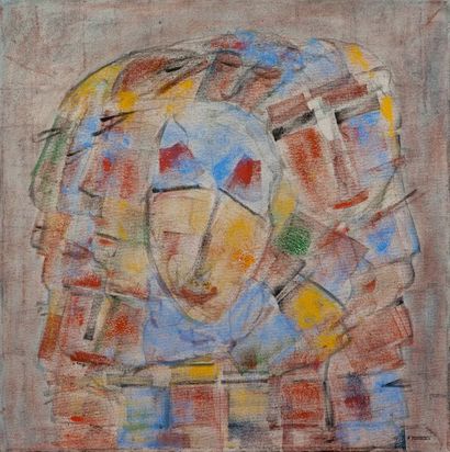 Carmelo TOMMASINI (Né en 1927) 
Composition aux visages
Huile sur toile signée en...