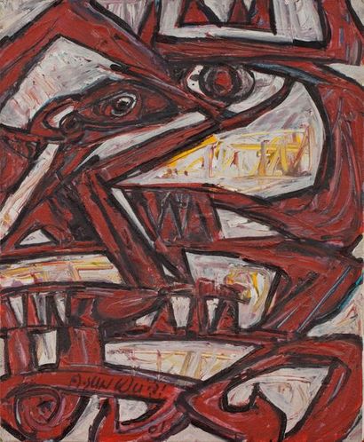 A-Sun WU (Né en 1942) 
Composition aux yeux, 2001
Acrylique sur toile signée et datée...