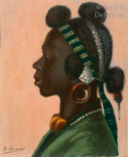 null J.R. CHASSAIGNE (XXème siècle) 


Portrait de profil d’une soudanaise 


Huile...
