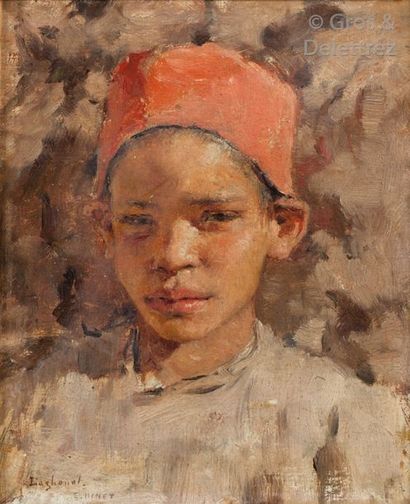 null Etienne DINET (1861-1929) 


Portrait d’un enfant à la chéchia


Huile sur toile...