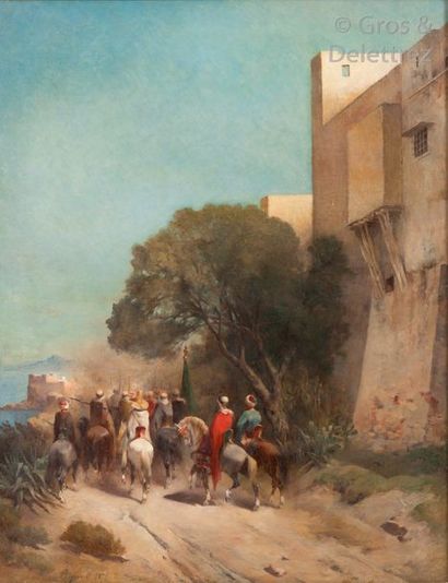  Emile REGNAULT de MAULMAIN (1836-1887) Arabes sur la corniche,1875 Huile sur toile,...