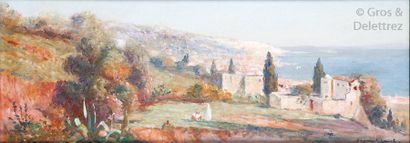 null Constant LOUCHE (1880-1965) Famille sur les hauteurs d’Alger Huile sur toile,...