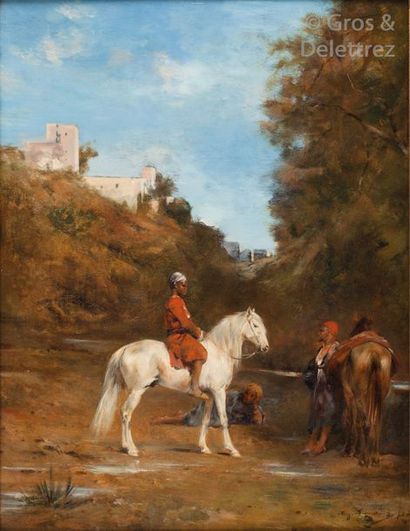 null Eugène FROMENTIN (1820-1876) 


Arabe faisant boire des chevaux, 1873


Huile...