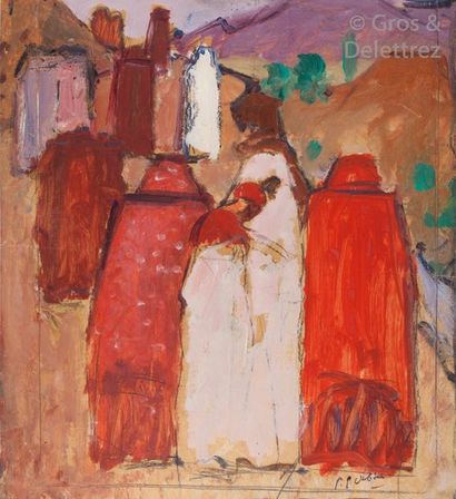 Paul Elie DUBOIS (1886-1949) Femmes en rouge...