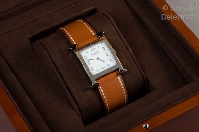 HERMÈS Paris Swiss made n°HH1.510/3249326 *Montre «?Heure H?» en acier, cadran blanc...