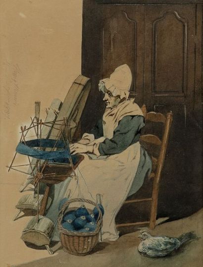 Henry Bonaventure MONNIER (1805-1877) La fileuse

Aquarelle, rehaussée de gouache,...
