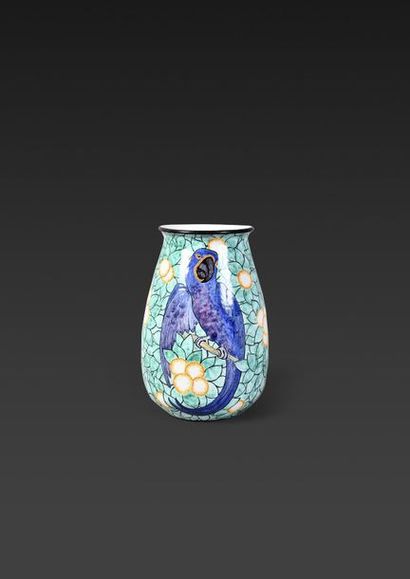Marcel GOUPY (1886-1954) Important vase en céramique émaillée polychrome à décor...