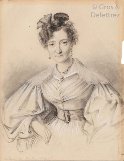null Attribué à Julien Léopold BOILLY (1796-1874) Portrait d’Emilie Marcel (écrivain),...
