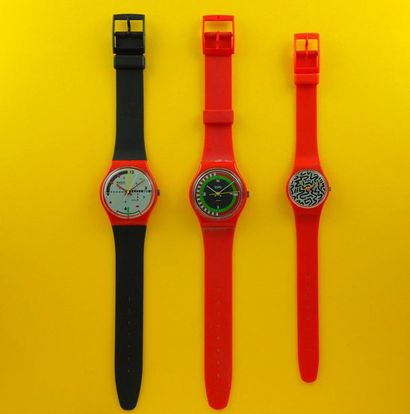 null SWATCH, lot de 3 montres comprenant les modèles suivants :

-Compu-Tech (Bracelet...