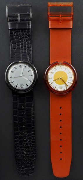 null SWATCH, lot de 2 montres comprenant les modèles suivants :

-Croco référence...