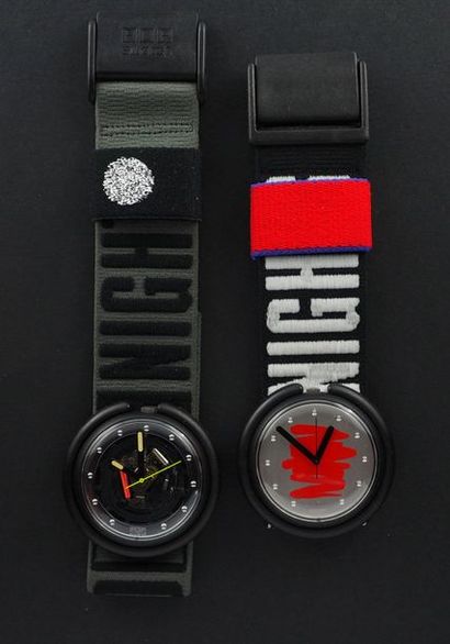 null SWATCH, lot de 2 montres comprenant les modèles suivants :

-Knock Out référence...